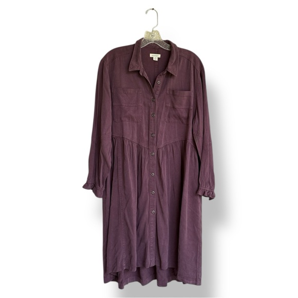 Sundance Eggplant Long Sleeve Midi Button Down Dress Size Medium - Picture 2 of 11